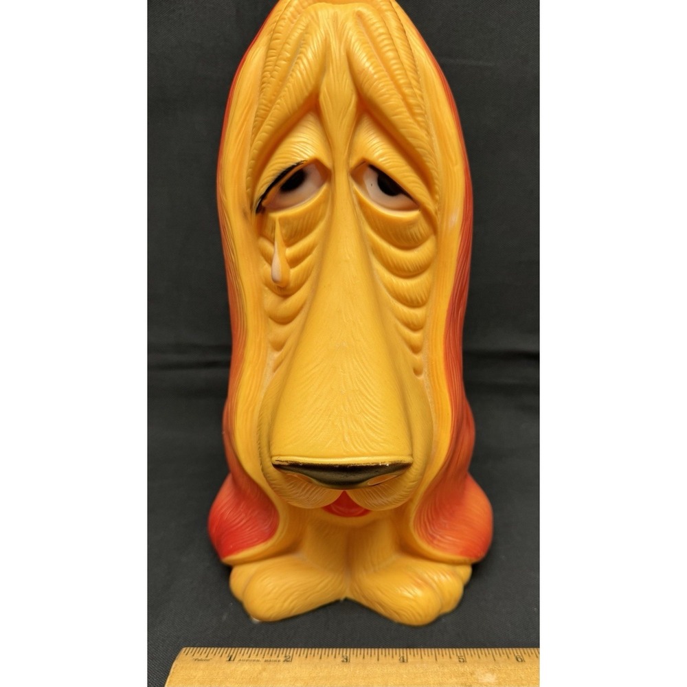 Vintage 1971 Axelrod Blow Mold Coin Bank Crying Basset Hound - Picture 4 of 12